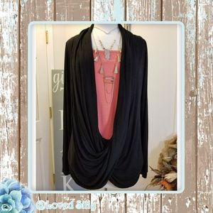 Women's Black Twist Front LS Top